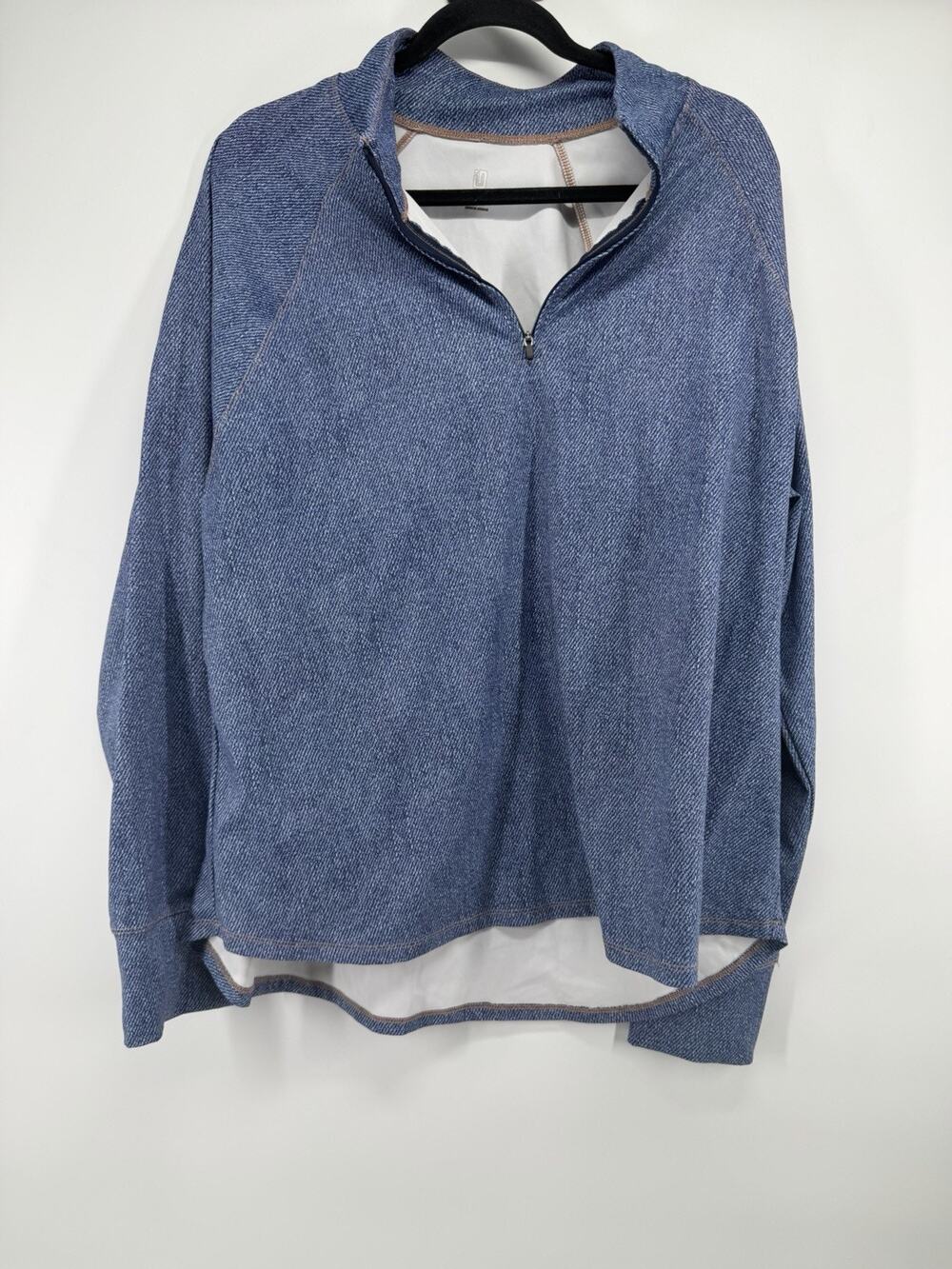 Ideology Women's Blue 1/4 Zip Pullover Thumbholes Activewear Top Size XXL